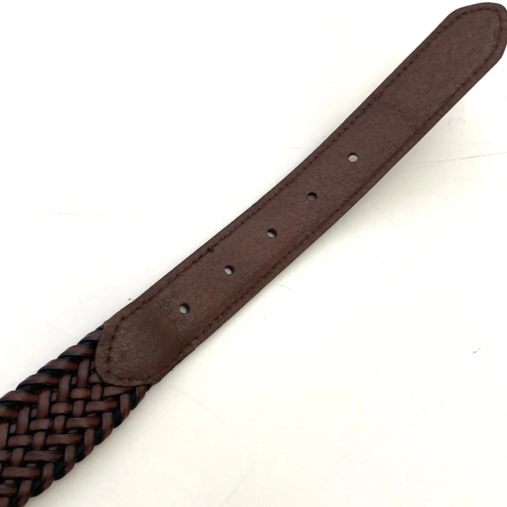 Stafford Big & Tall Brown Leather Braided Trouser Belt NWT